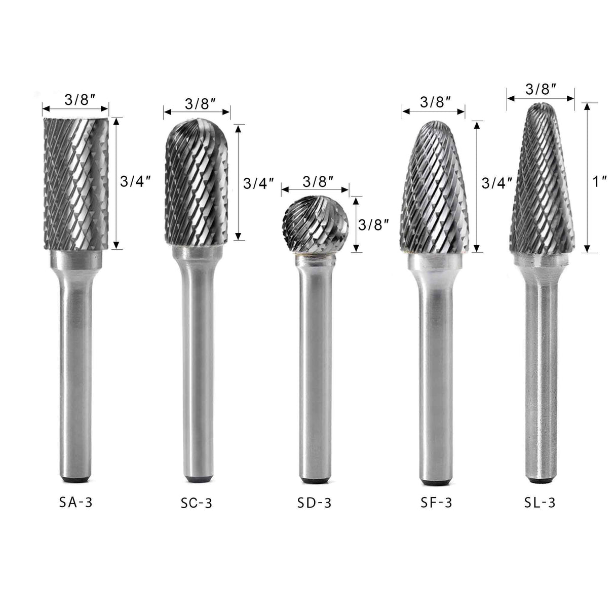 Carbide Burrs OMNI Set 01 1/4 Shank, 5Pcs - FindBuyTool