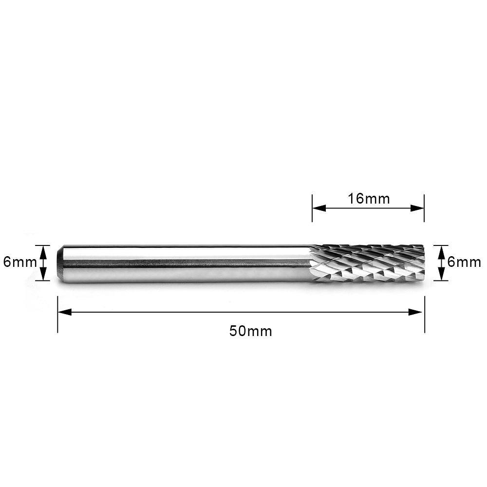 Carbide Burr A0616M06 Cylinderical Plain End OMNI Range Head D 6 x 16mm, 6mm Shank, 50mm Full Length - FindBuyTool