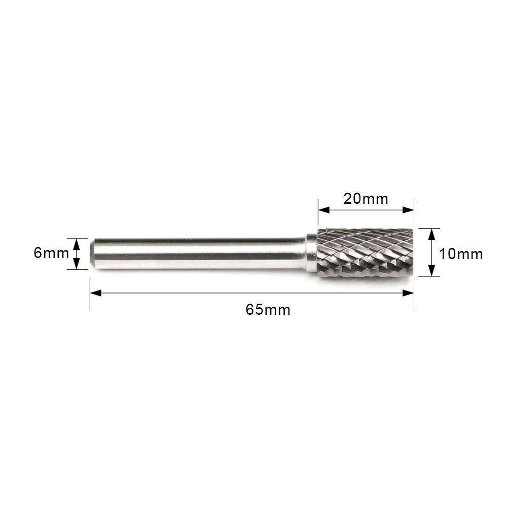 Carbide Burr A1020M06 Cylinderical Plain End OMNI Range Head D 10 x 20mm, 6mm Shank, 65mm Full Length - FindBuyTool