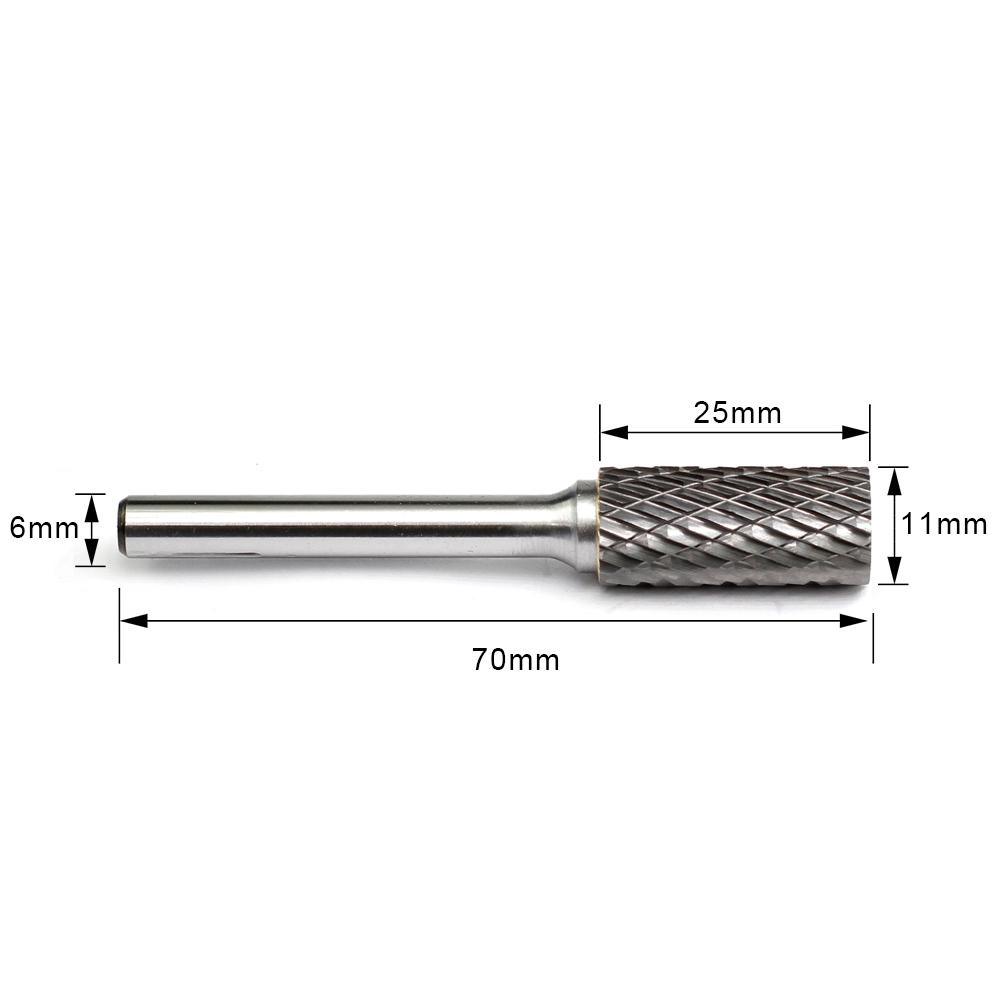 Carbide Burr A1125M06 Cylinderical Plain End OMNI Range Head D 11 x 25mm, 6mm Shank, 70mm Full Length - FindBuyTool