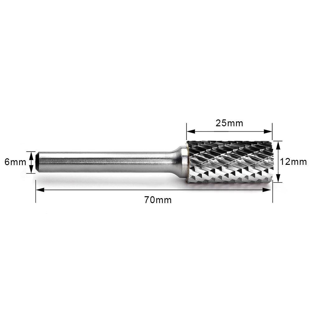 Carbide Burr A1225M06 Cylinderical Plain End OMNI Range Head D 12 x 25mm, 6mm Shank, 70mm Full Length - FindBuyTool