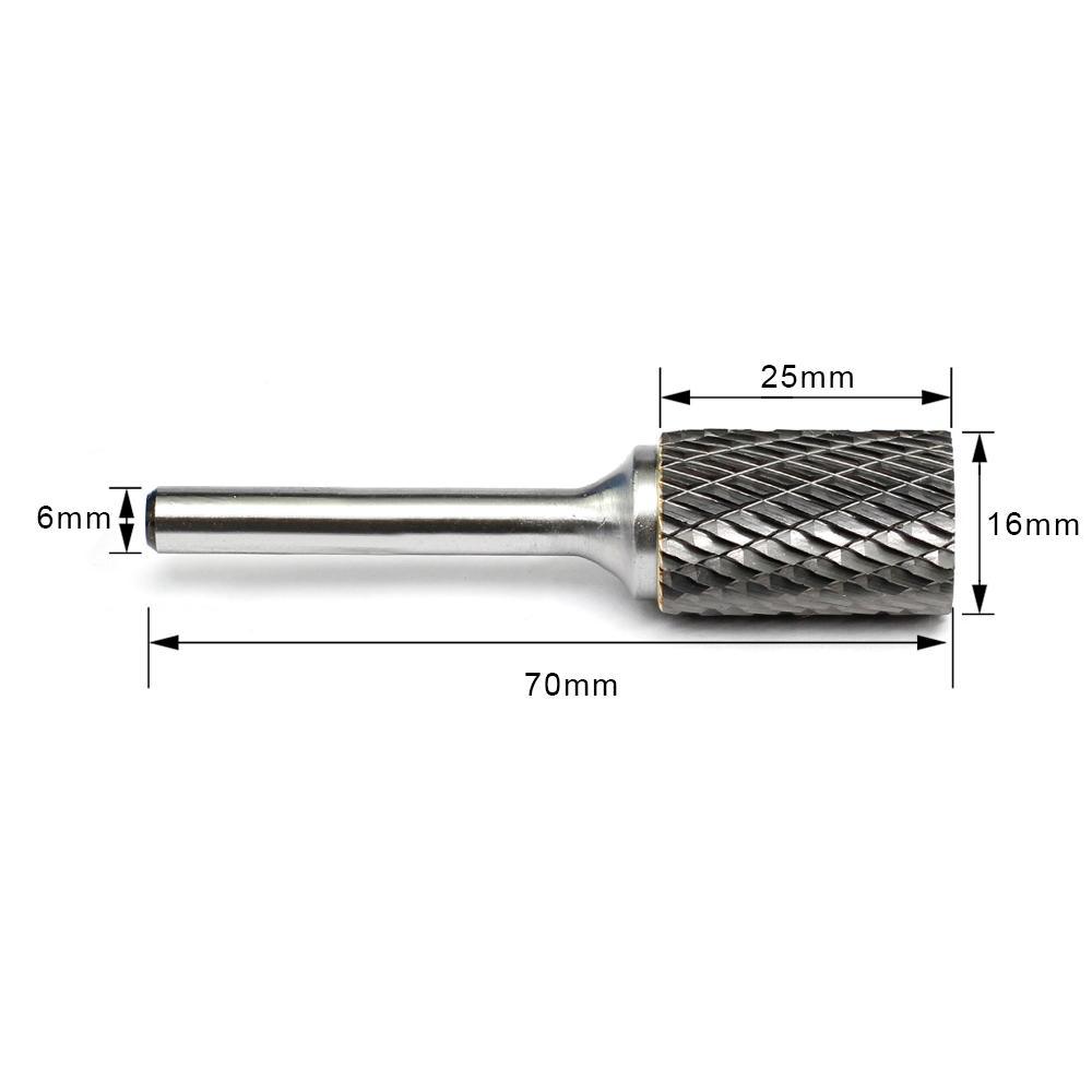 Carbide Burr A1625M06 Cylinderical Plain End OMNI Range Head D 16 x 25mm, 6mm Shank, 70mm Full Length - FindBuyTool
