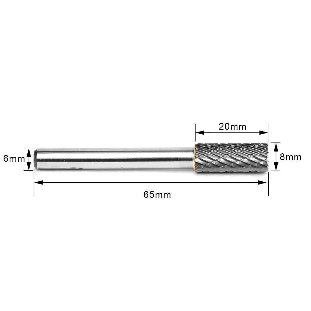 Carbide Burr B0820M06 Cylinderical End Cut OMNI Range Head D 8 x 20mm, 6mm Shank, 65mm Full Length - FindBuyTool