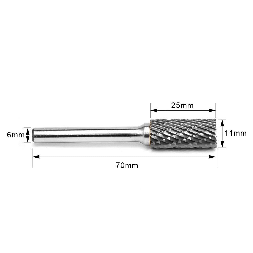 Carbide Burr B1125M06 Cylinderical End Cut OMNI Range Head D 11 x 25mm, 6mm Shank, 70mm Full Length - FindBuyTool