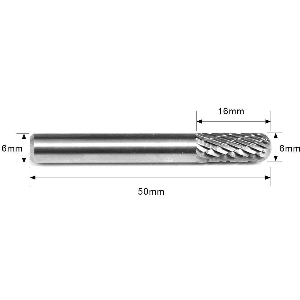 Carbide Burr C0616M06 Cylinderical Ball Nose OMNI Range Head D 6 x 16mm, 6mm Shank, 50mm Full Length - FindBuyTool
