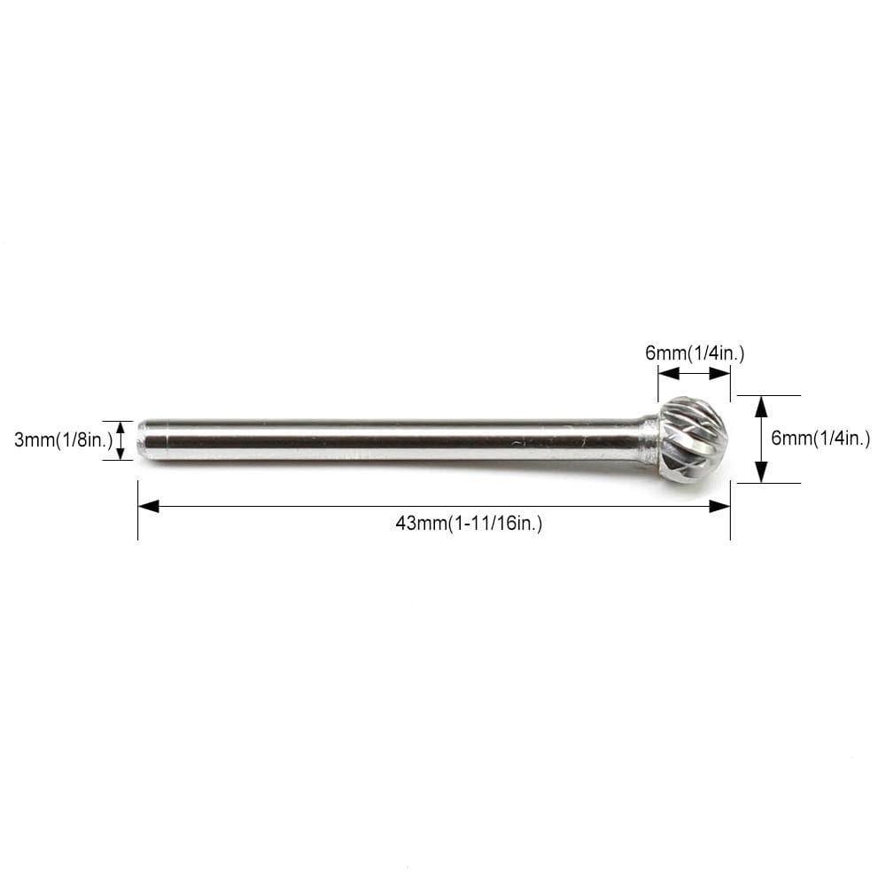 Carbide Cutter Ball Shape D0606(SD-51), 3mm(1/8in.) Shank - FindBuyTool