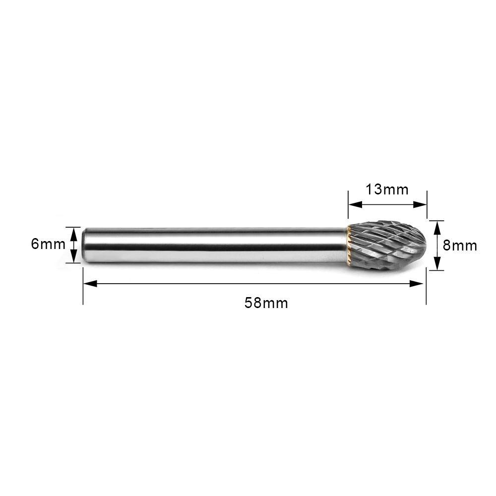 Carbide Burr E0813M06 Oval Shape OMNI Range Head D 8 x 13mm, 6mm Shank, 58mm Full Length - FindBuyTool