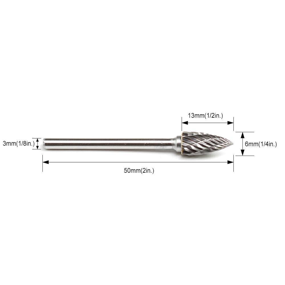 Carbide Cutter Point Tree Shape G0613(SG-51), 3mm(1/8in.) Shank - FindBuyTool
