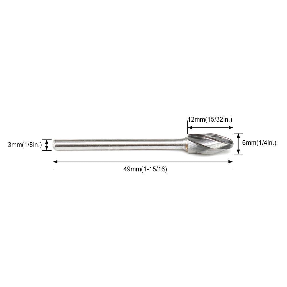 Carbide Cutter Flame Shape H0612NF(SH-53NF), 3mm(1/8in.) Shank-5