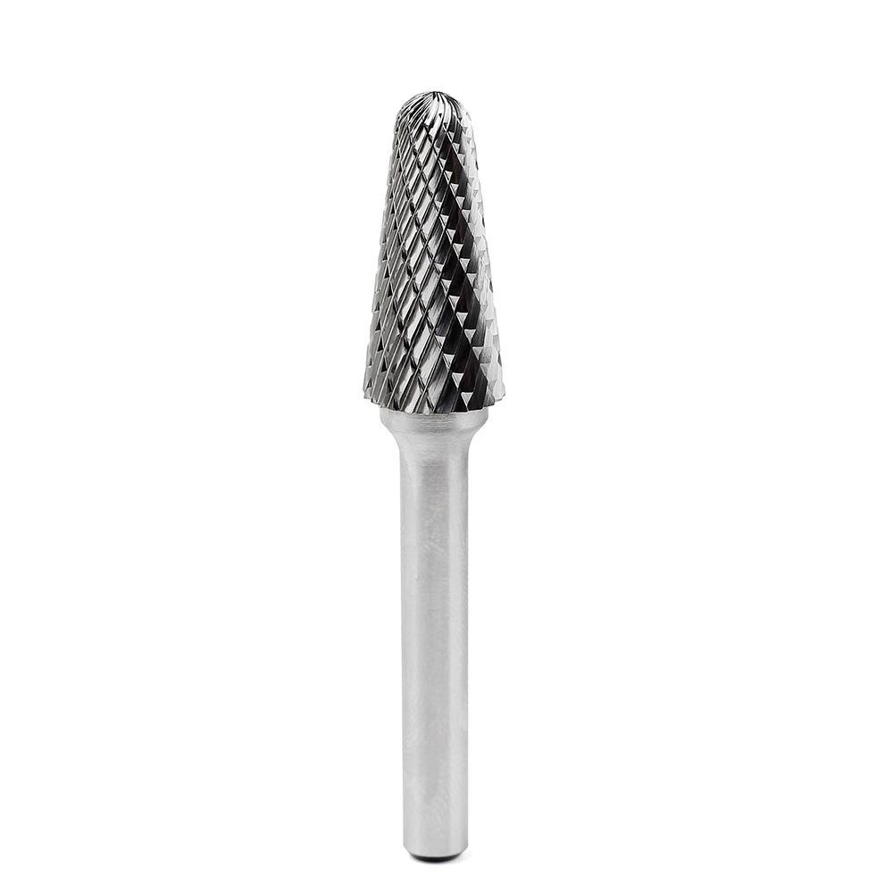 Carbide Burr L1228M06 Cone Radius End OMNI Range Head D 12 x 28mm, 6mm Shank, 73mm Full Length - FindBuyTool