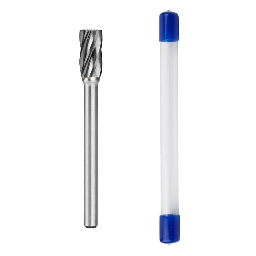 Carbide Burr SA-3NFL4 Cylinderical Plain End ALUMIN Range Head D 3/8 x 3/4L, 1/4 Shank, 4-1/3 Inch Full Length - FindBuyTool