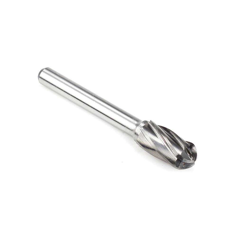 Carbide Burr SC-3NF Cylinderical Ball Nose ALUMIN Range Head D 3/8 x 3/4L, 1/4 Shank, 2-1/2 Inch Full Length - FindBuyTool