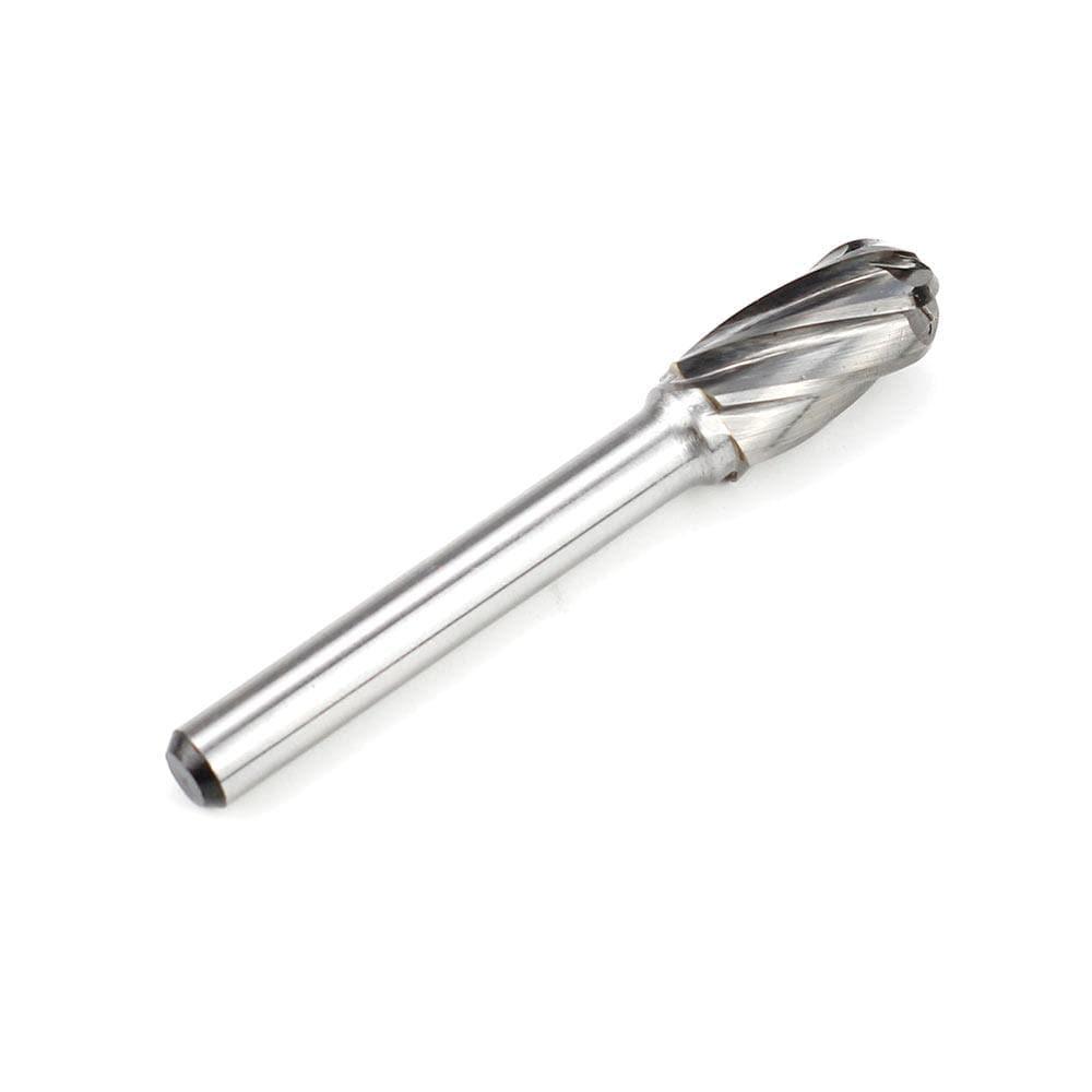 Carbide Burr SC-3NF Cylinderical Ball Nose ALUMIN Range Head D 3/8 x 3/4L, 1/4 Shank, 2-1/2 Inch Full Length - FindBuyTool