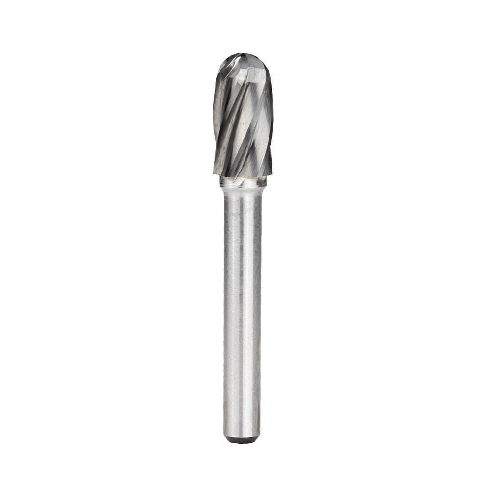 Carbide Burr SC-3NF Cylinderical Ball Nose ALUMIN Range Head D 3/8 x 3/4L, 1/4 Shank, 2-1/2 Inch Full Length - FindBuyTool