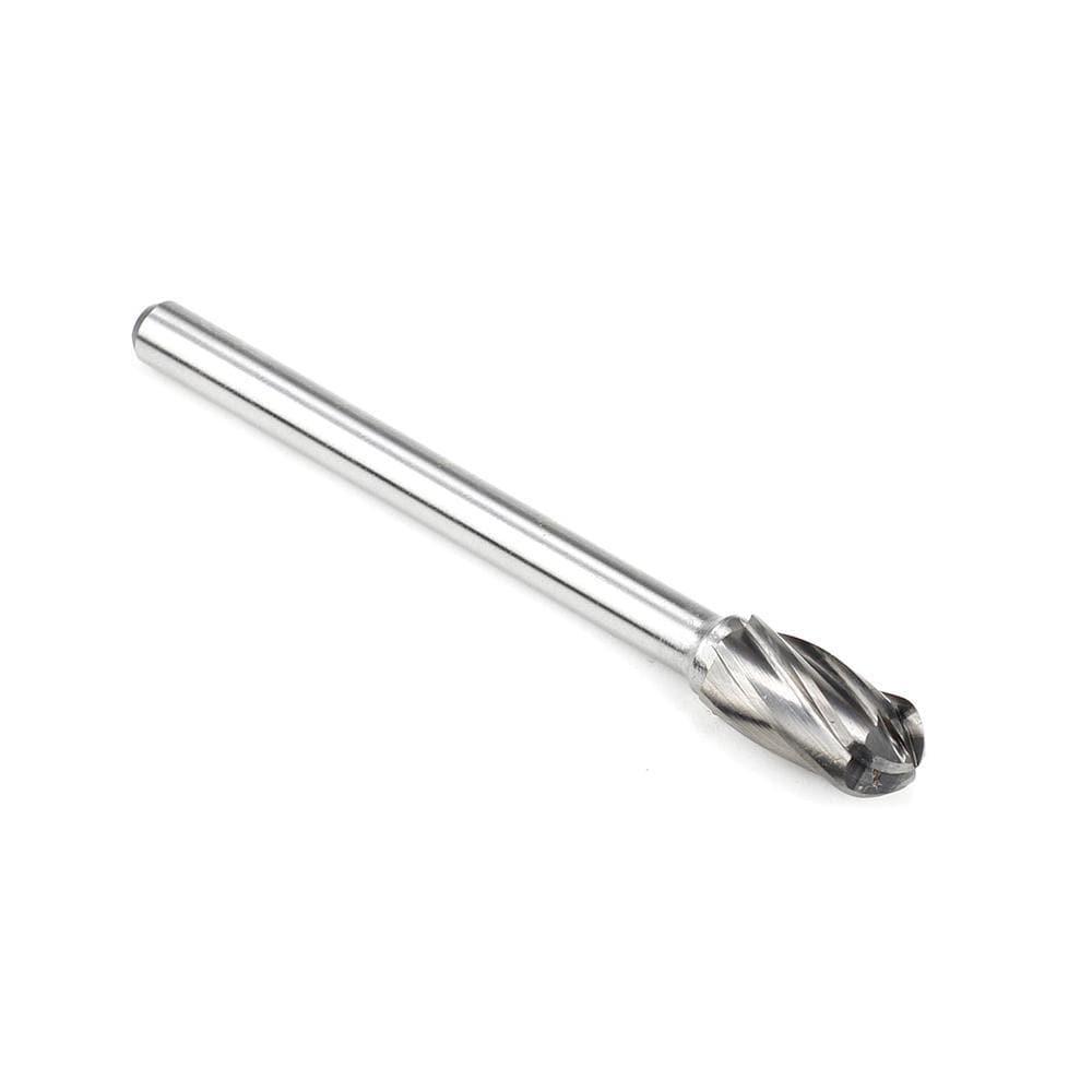 Carbide Burr SC-3NFL4 Cylinderical Ball Nose ALUMIN Range Head D 3/8 x 3/4L, 1/4 Shank, 4-1/3 Inch Full Length - FindBuyTool