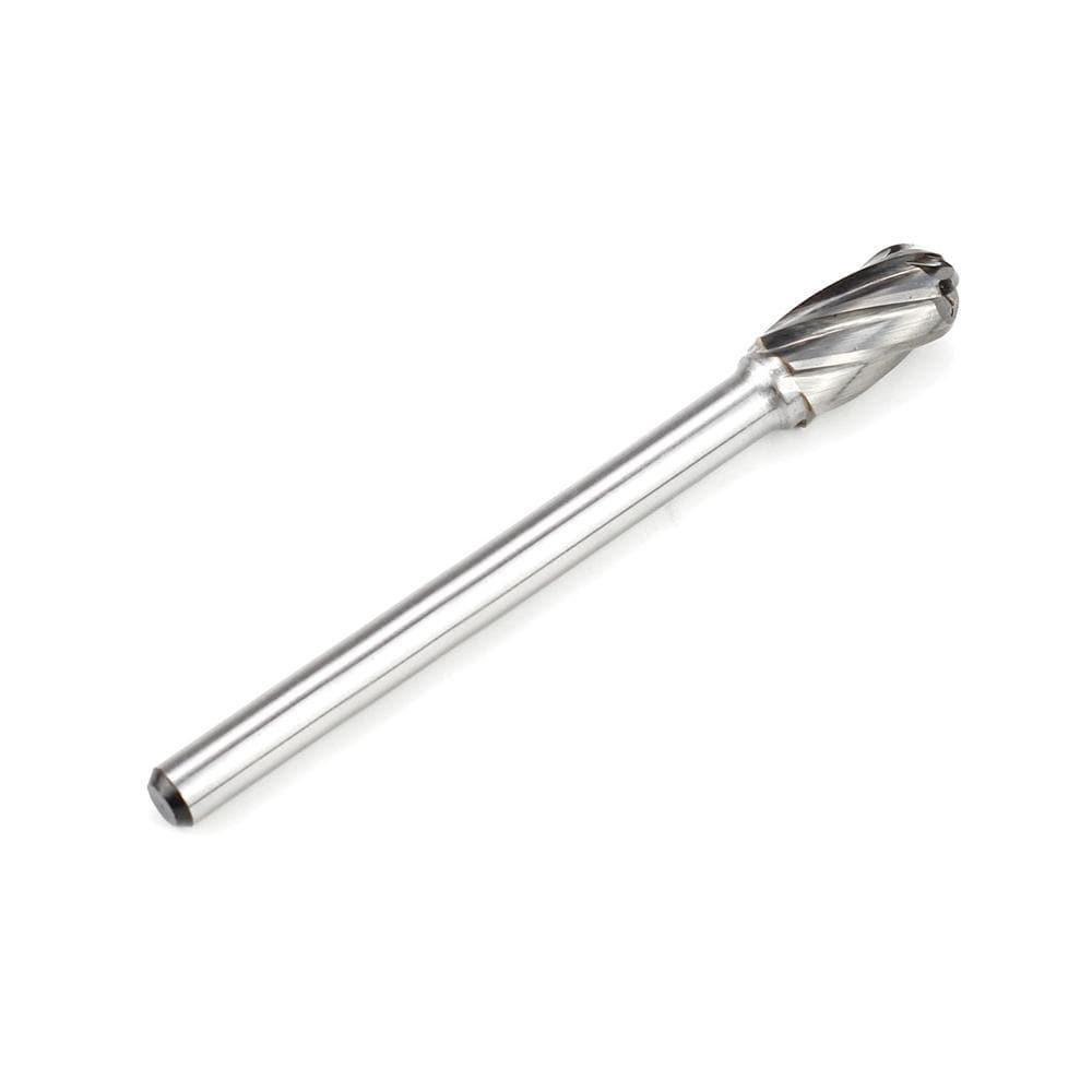 Carbide Burr SC-3NFL4 Cylinderical Ball Nose ALUMIN Range Head D 3/8 x 3/4L, 1/4 Shank, 4-1/3 Inch Full Length - FindBuyTool