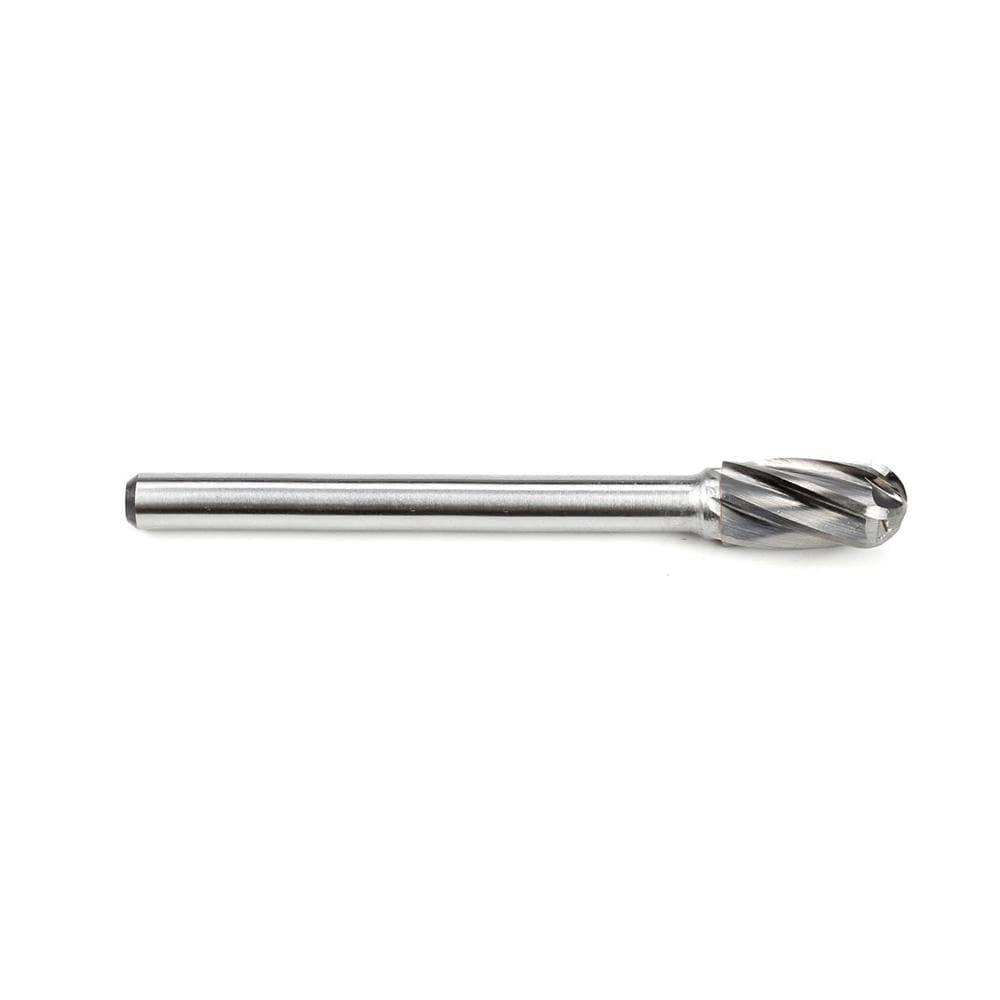 Carbide Burr SC-3NFL4 Cylinderical Ball Nose ALUMIN Range Head D 3/8 x 3/4L, 1/4 Shank, 4-1/3 Inch Full Length - FindBuyTool