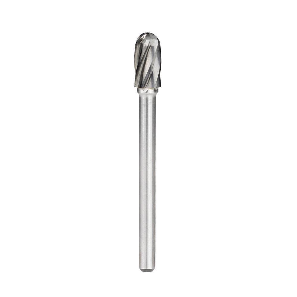 Carbide Burr SC-3NFL4 Cylinderical Ball Nose ALUMIN Range Head D 3/8 x 3/4L, 1/4 Shank, 4-1/3 Inch Full Length - FindBuyTool