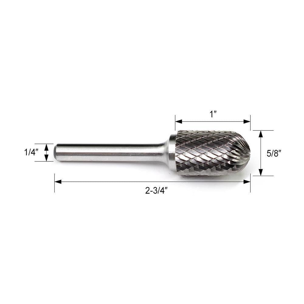 Carbide Burr SC-6 Cylinderical Ball Nose OMNI Range Head D 5/8 x 1L, 1/4 Shank, 2-3/4 Inch Full Length - FindBuyTool