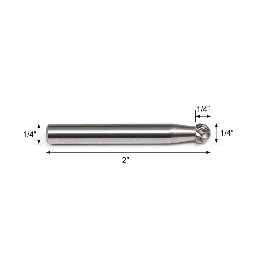 Carbide Burr SD-1 Ball Shape OMNI Range Head D 1/4 x 1/4L, 1/4 Shank, 2 Inch Full Length - FindBuyTool