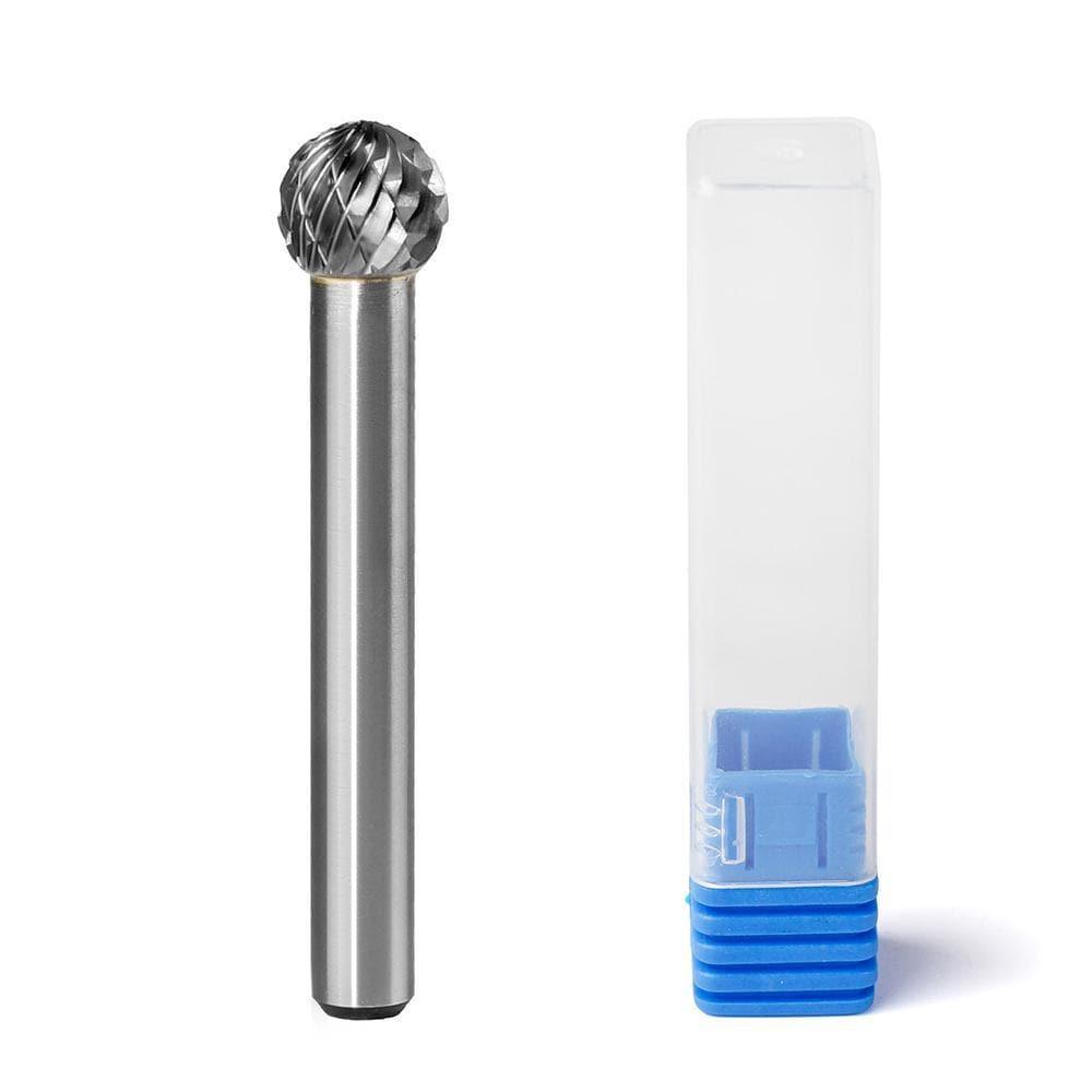 Carbide Burr SD-3 Ball Shape OMNI Range Head D 3/8 x 3/8L, 1/4 Shank, 2-1/8 Inch Full Length - FindBuyTool