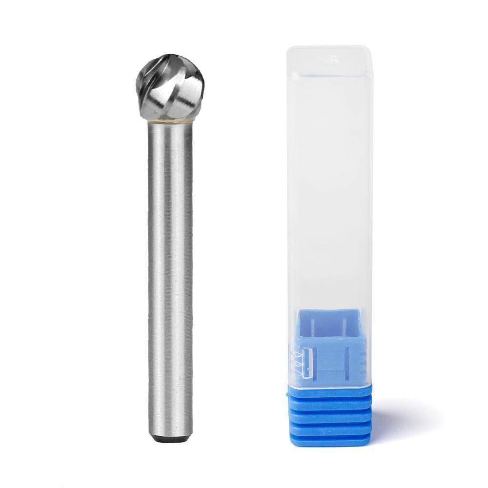 Carbide Burr SD-3NF Ball Shape ALUMIN Range Head D 3/8 x 3/8L, 1/4 Shank, 2-1/8 Inch Full Length - FindBuyTool