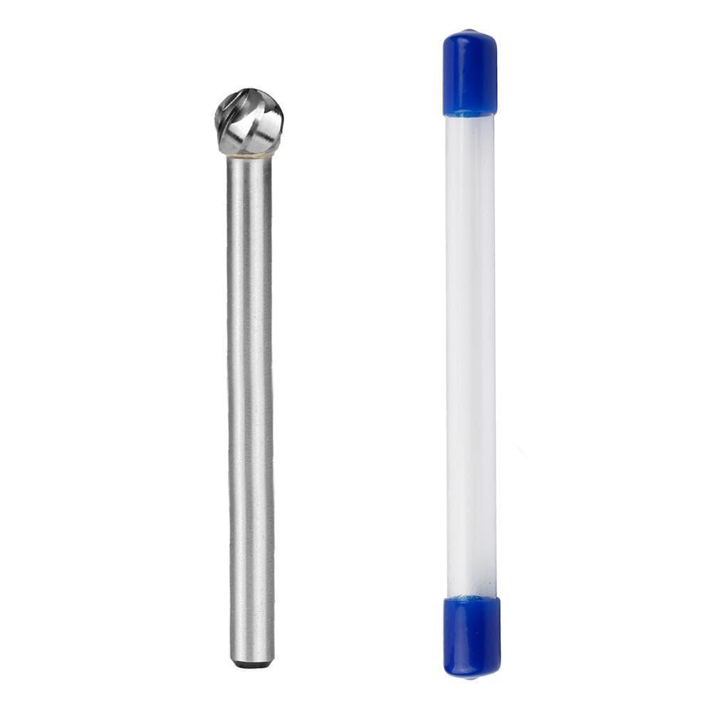 Carbide Burr SD-3NFL4 Ball Shape ALUMIN Range Head D 3/8 x 3/8L, 1/4 Shank, 4-1/3 Inch Full Length - FindBuyTool