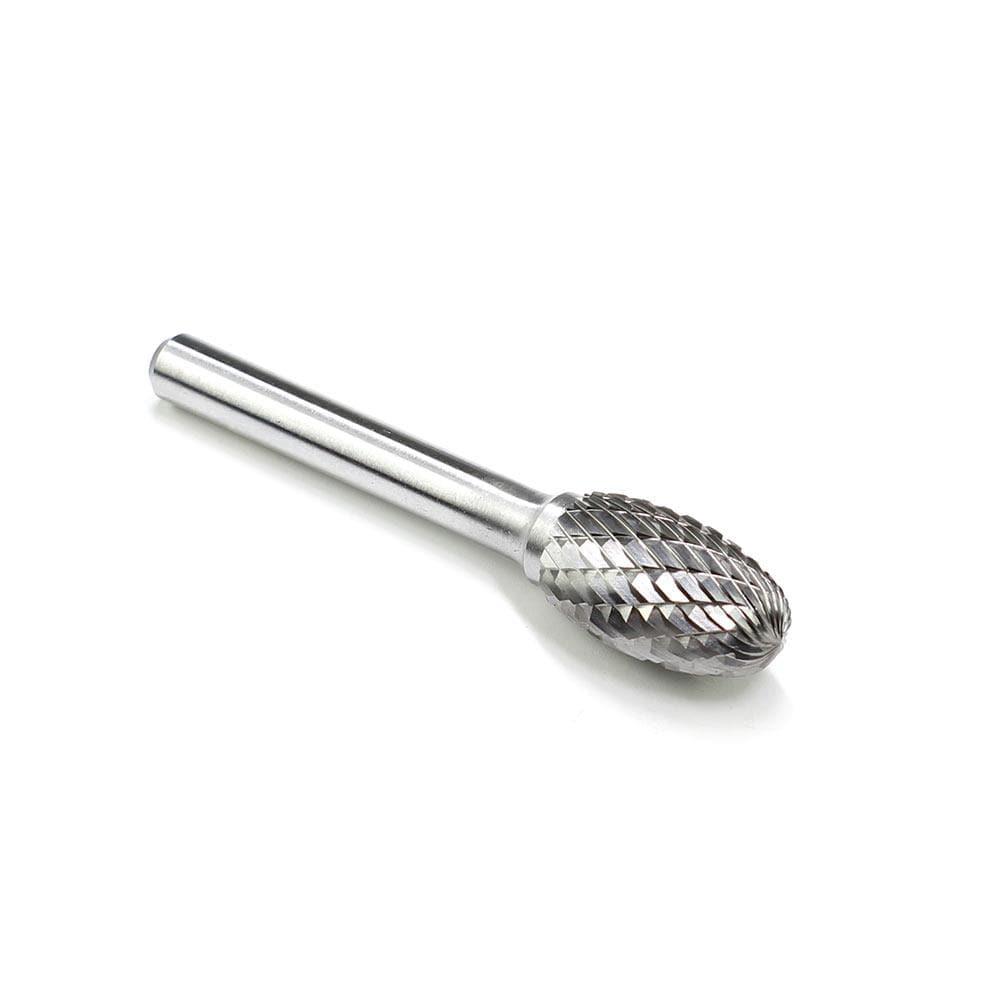 Carbide Burr SE-5 Oval Shape OMNI Range Head D 1/2 x 7/8L, 1/4 Shank, 2-5/8 Inch Full Length - FindBuyTool