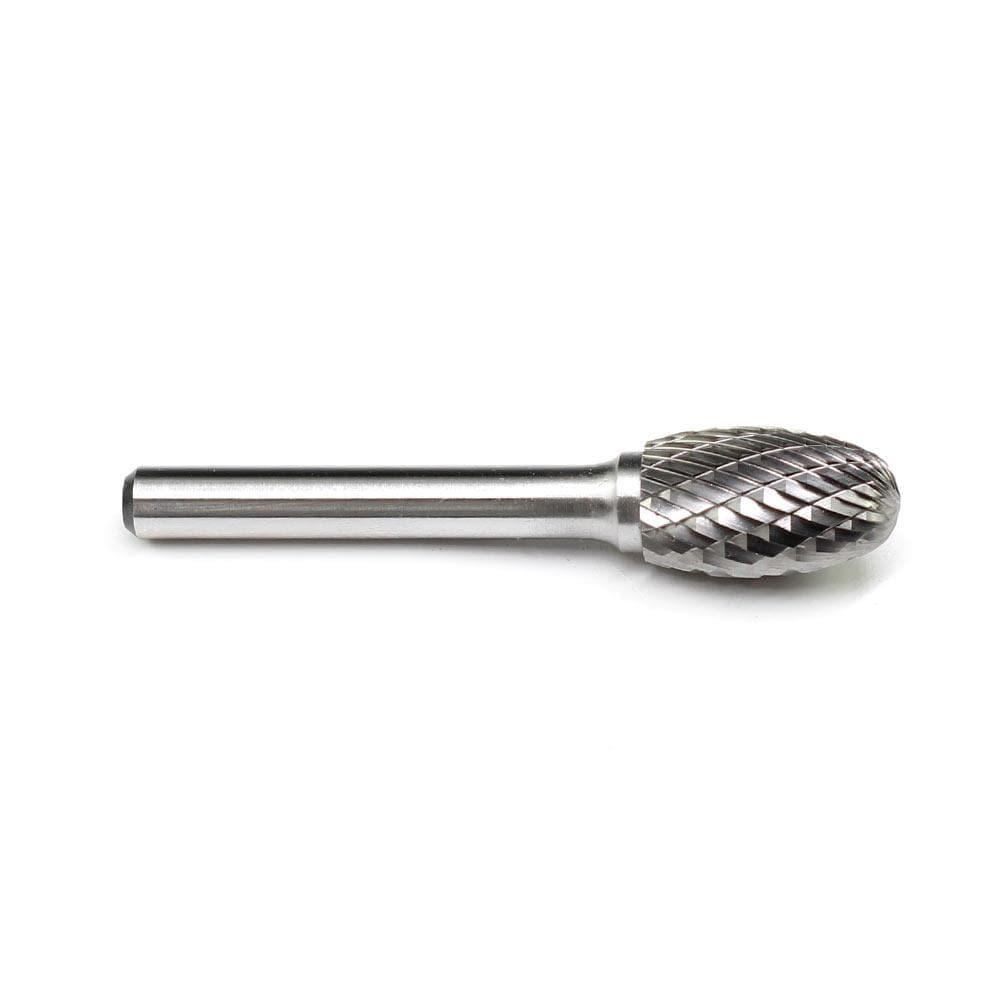 Carbide Burr SE-5 Oval Shape OMNI Range Head D 1/2 x 7/8L, 1/4 Shank, 2-5/8 Inch Full Length - FindBuyTool