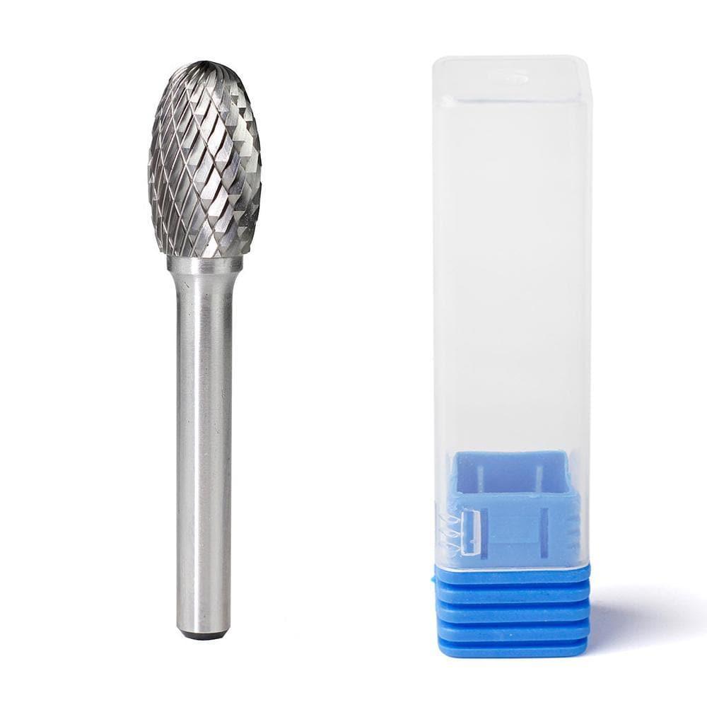 Carbide Burr SE-5 Oval Shape OMNI Range Head D 1/2 x 7/8L, 1/4 Shank, 2-5/8 Inch Full Length - FindBuyTool