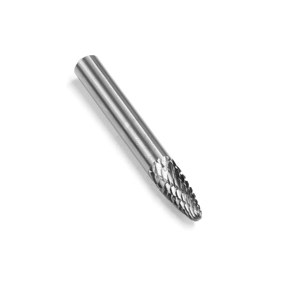 Carbide Burr SF-1 Tree Radius End OMNI Range Head D 1/4 x 5/8L, 1/4 Shank, 2 Inch Full Length - FindBuyTool