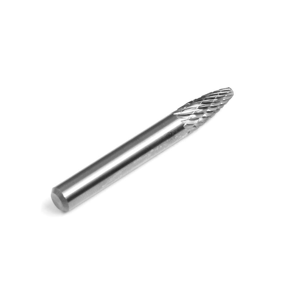 Carbide Burr SF-1 Tree Radius End OMNI Range Head D 1/4 x 5/8L, 1/4 Shank, 2 Inch Full Length - FindBuyTool
