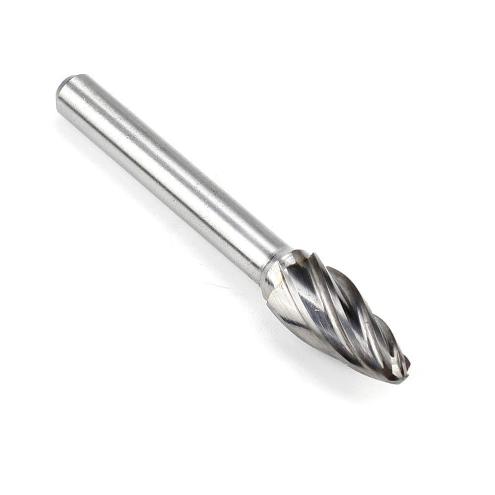 Carbide Burr SF-3NF Tree Radius End ALUMIN Range Head D 3/8 x 3/4L, 1/4 Shank, 2-1/2 Inch Full Length - FindBuyTool