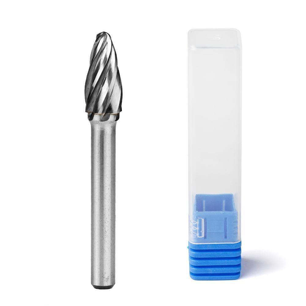 Carbide Burr SF-3NF Tree Radius End ALUMIN Range Head D 3/8 x 3/4L, 1/4 Shank, 2-1/2 Inch Full Length - FindBuyTool