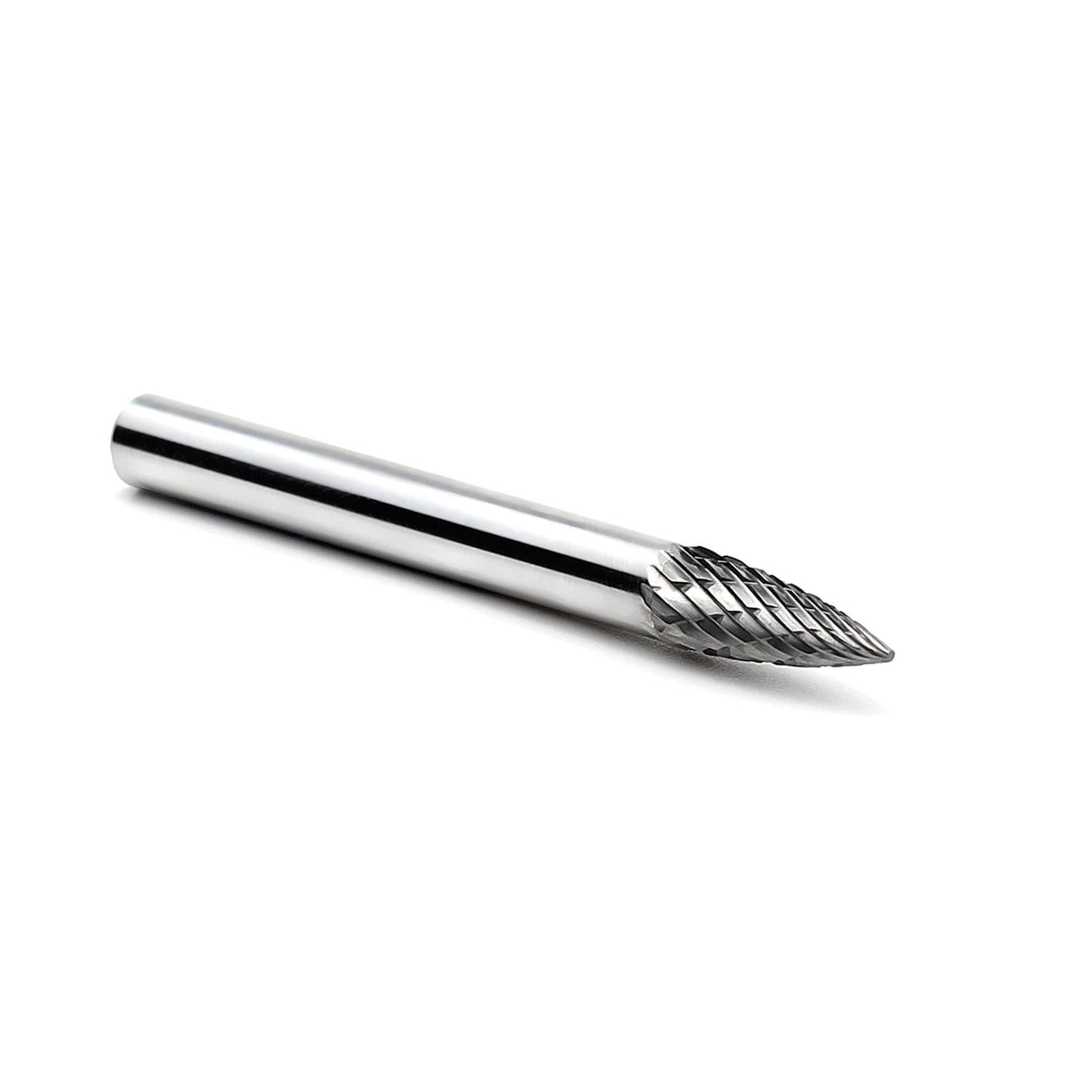 Carbide Burr SG-1 Point Tree Shape OMNI Range Head D 1/4 x 5/8L ,1/4 Shank, 2 Inch Full Length - FindBuyTool