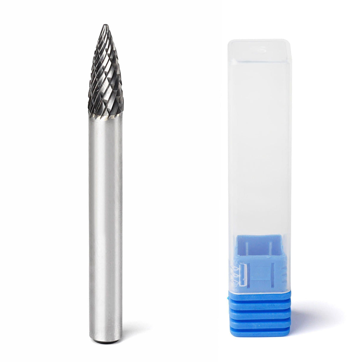 Carbide Burr SG-1 Point Tree Shape OMNI Range Head D 1/4 x 5/8L ,1/4 Shank, 2 Inch Full Length - FindBuyTool