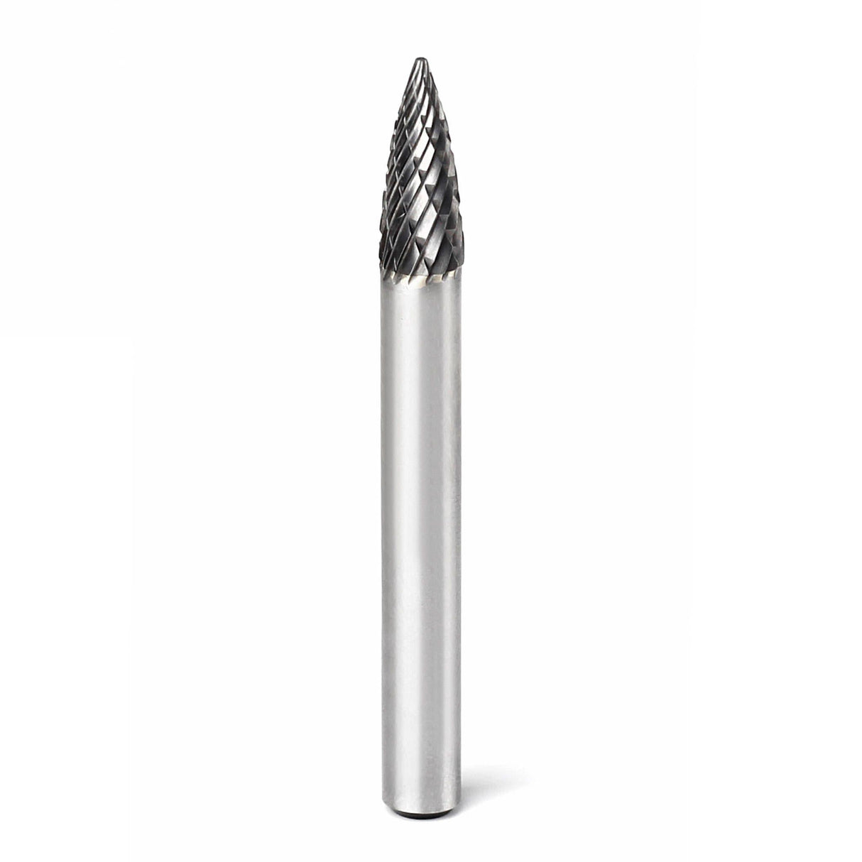 Carbide Burr SG-1 Point Tree Shape OMNI Range Head D 1/4 x 5/8L ,1/4 Shank, 2 Inch Full Length - FindBuyTool