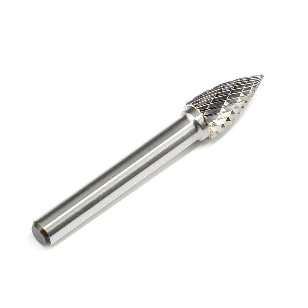 Carbide Burr SG-3 Point Tree Shape OMNI Range Head D 3/8 x 3/4L, 1/4 Shank, 2-1/2 Inch Full Length - FindBuyTool