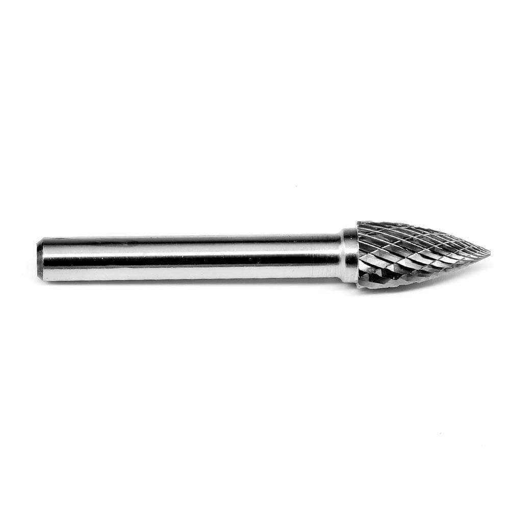 Carbide Burr SG-3 Point Tree Shape OMNI Range Head D 3/8 x 3/4L, 1/4 Shank, 2-1/2 Inch Full Length - FindBuyTool