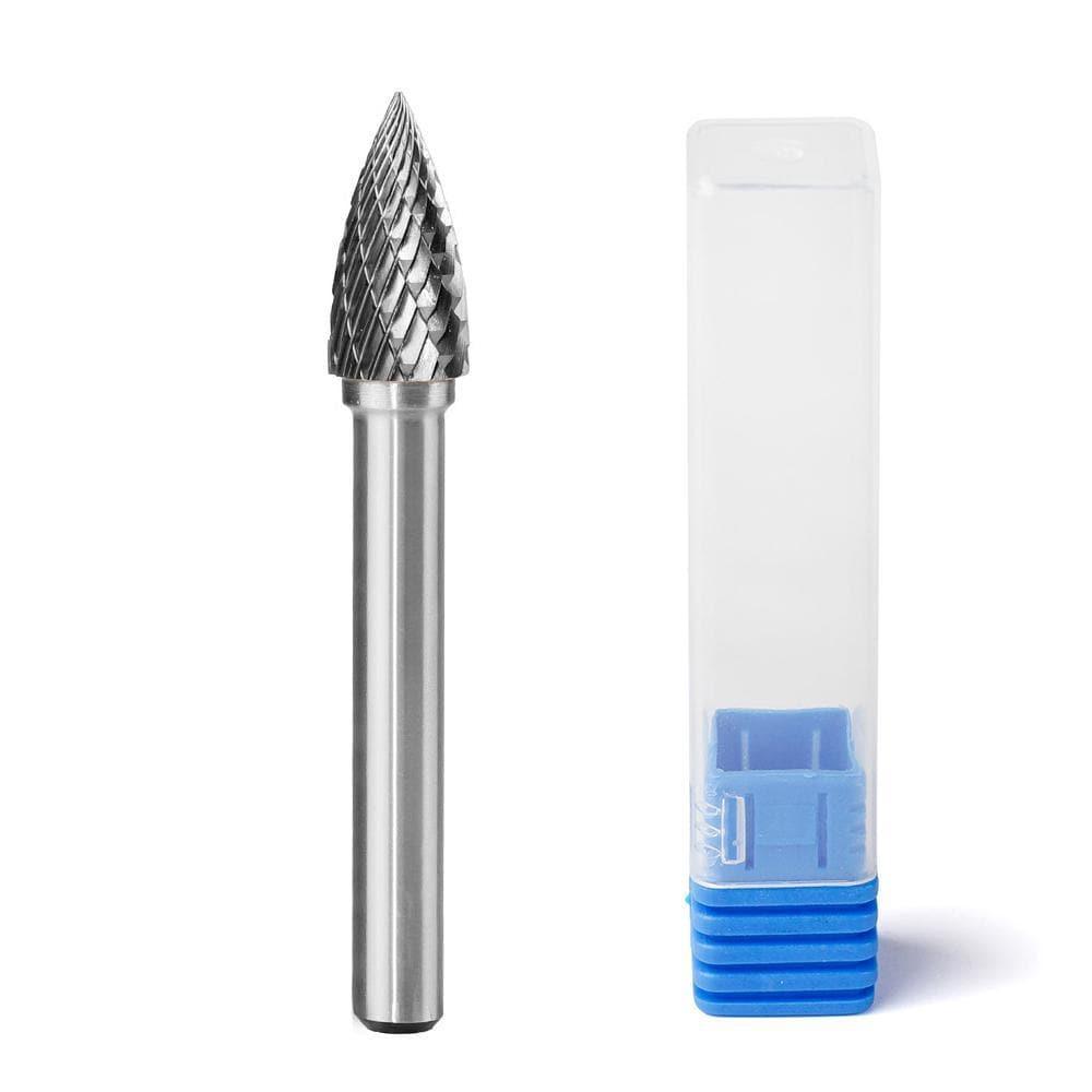 Carbide Burr SG-3 Point Tree Shape OMNI Range Head D 3/8 x 3/4L, 1/4 Shank, 2-1/2 Inch Full Length - FindBuyTool