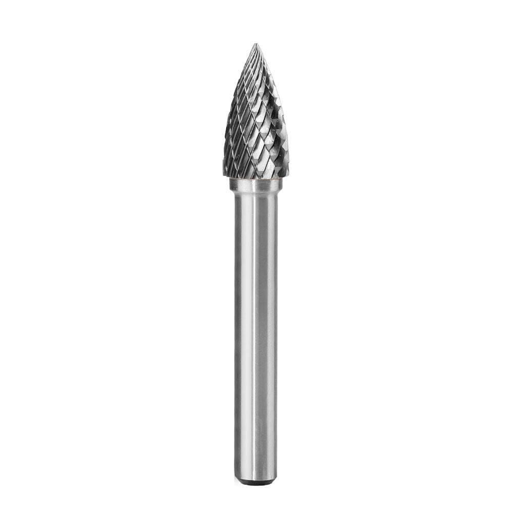 Carbide Burr SG-3 Point Tree Shape OMNI Range Head D 3/8 x 3/4L, 1/4 Shank, 2-1/2 Inch Full Length - FindBuyTool