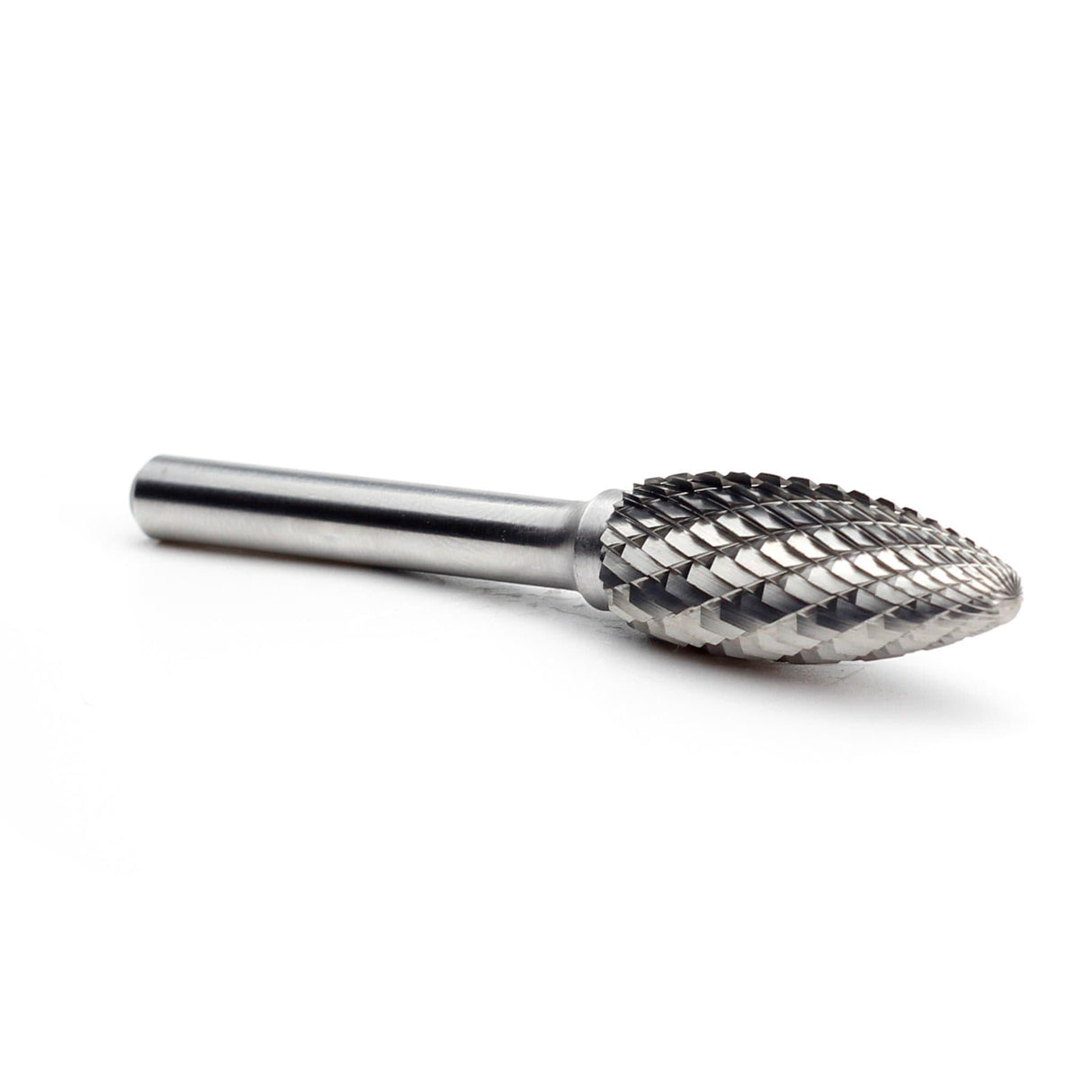 Carbide Burr SH-5 Flame Shape OMNI Range Head D 1/2 x 1-1/4L ,1/4 Shank, 3 Inch Full Length - FindBuyTool
