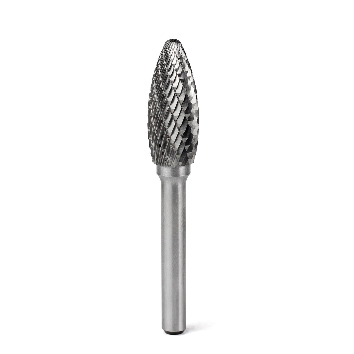 Carbide Burr SH-5 Flame Shape OMNI Range Head D 1/2 x 1-1/4L ,1/4 Shank, 3 Inch Full Length - FindBuyTool