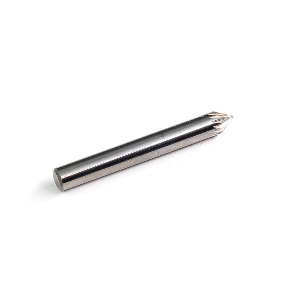 Carbide Burr SJ-1 Cone 60° OMNI Range Head D 1/4 x 3/16L, 1/4 Shank, 2 Inch Full Length - FindBuyTool