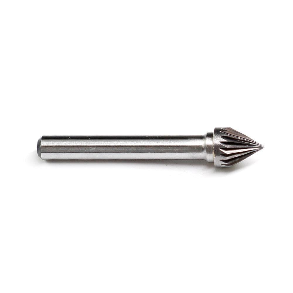 Carbide Burr SJ-3 Cone 60° OMNI Range Head D 3/8 x 5/16L, 1/4 Shank, 2-1/5 Inch Full Length - FindBuyTool