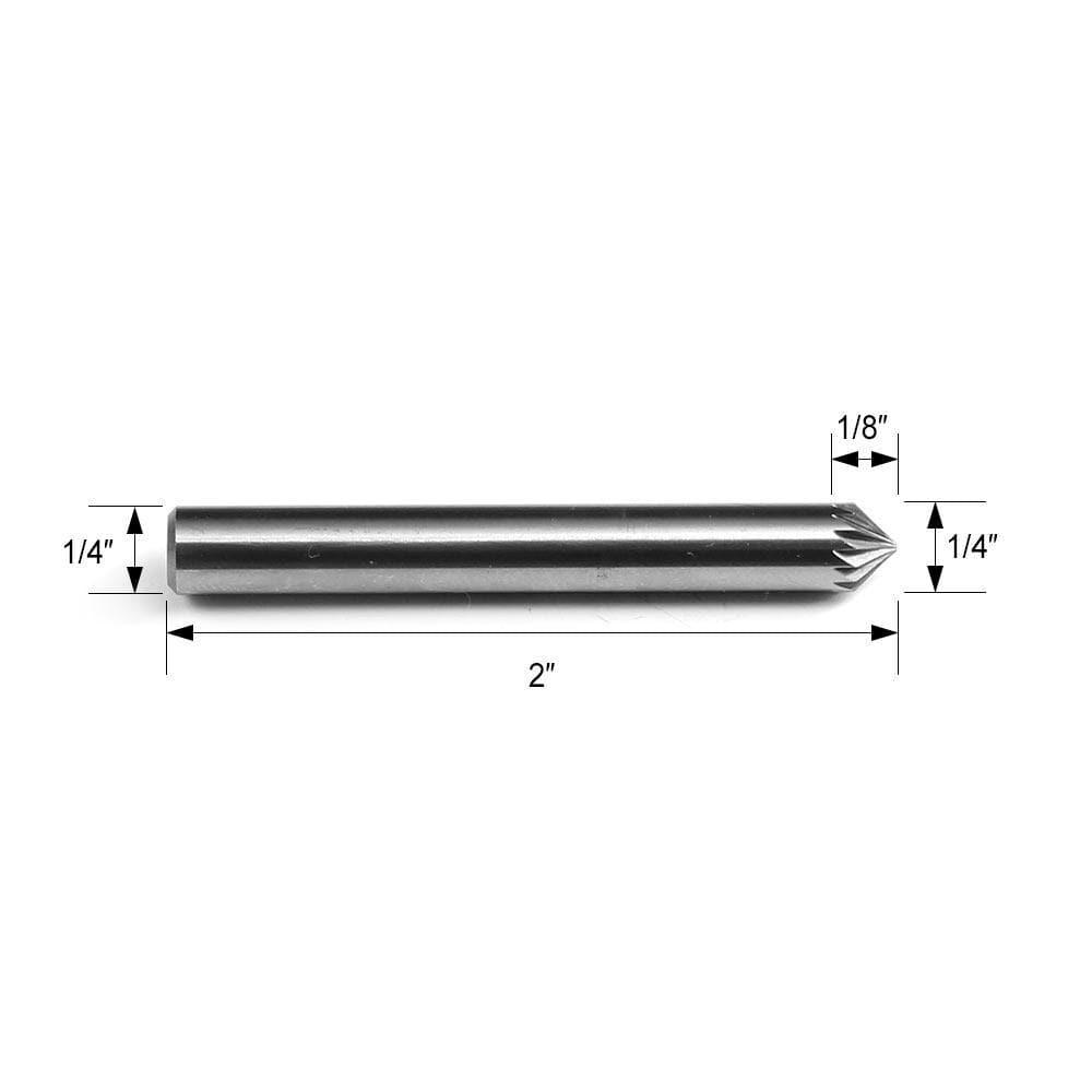 Carbide Burr SK-1 Cone 90° OMNI Range Head D 1/4 x 1/8L, 1/4 Shank, 2 Inch Full Length - FindBuyTool