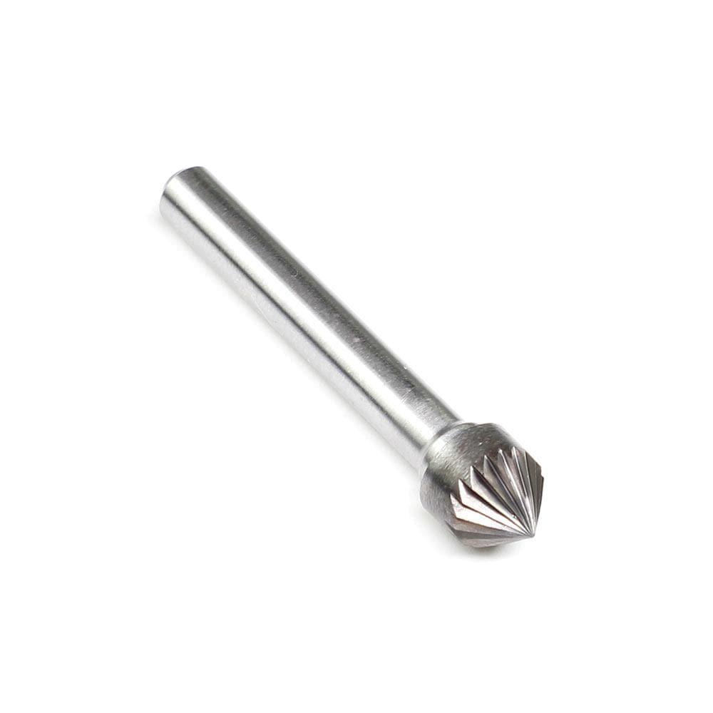 Carbide Burr SK-3 Cone 90° OMNI Range Head D 3/8 x 3/16L, 1/4 Shank, 2 Inch Full Length - FindBuyTool