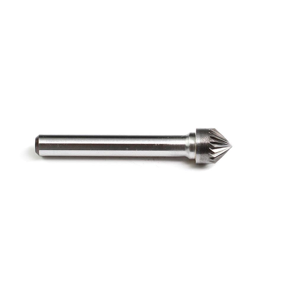 Carbide Burr SK-3 Cone 90° OMNI Range Head D 3/8 x 3/16L, 1/4 Shank, 2 Inch Full Length - FindBuyTool