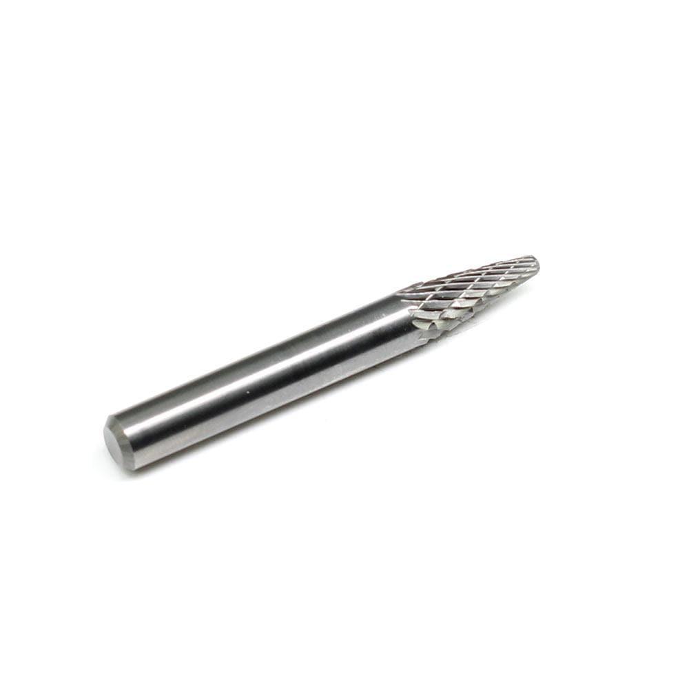 Carbide Burr SL-1 Cone Radius End OMNI Range Head D 1/4 x 5/8L, 1/4 Shank, 2-3/8 Inch Full Length - FindBuyTool