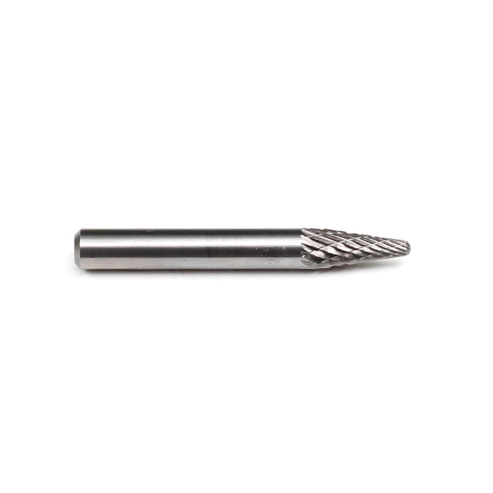 Carbide Burr SL-1 Cone Radius End OMNI Range Head D 1/4 x 5/8L, 1/4 Shank, 2-3/8 Inch Full Length - FindBuyTool